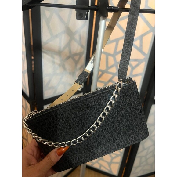 Michael Kors Belt Bag S/M NWT black and gray MK signature logo - Picture 1 of 6